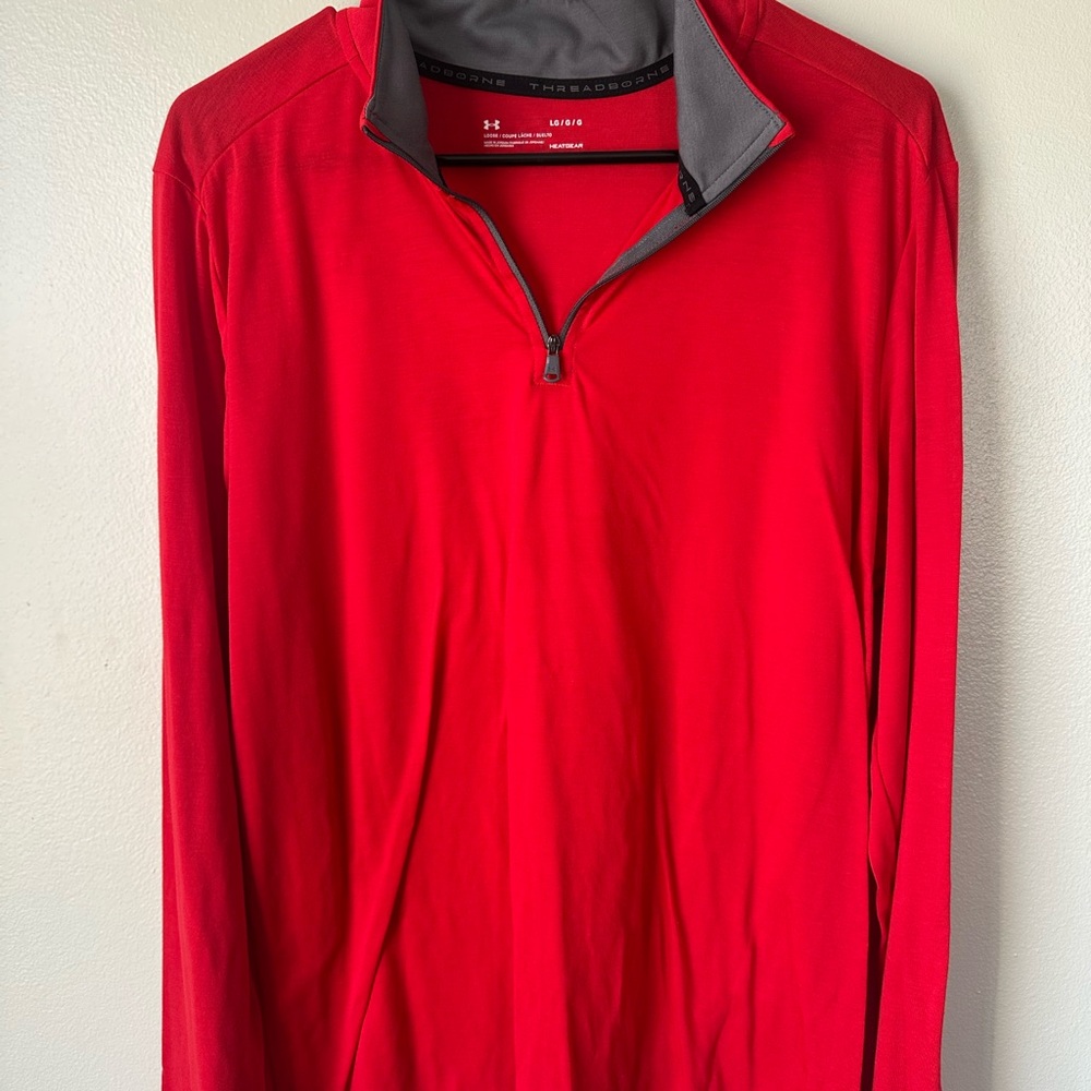 Under Armour Red and Gray Threadborne Pullover - image 1